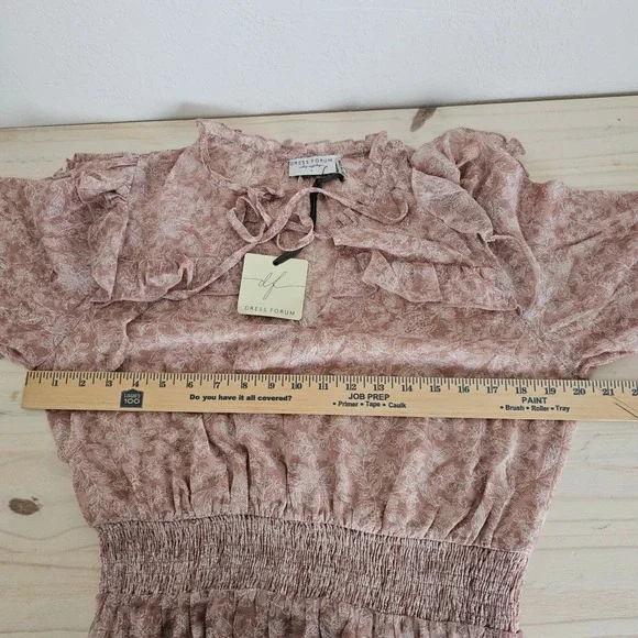 Anthropologie Dress Forum Dusty Rose Floral Tiered Boho Maxi Dress Large NWT - Picture 12 of 16